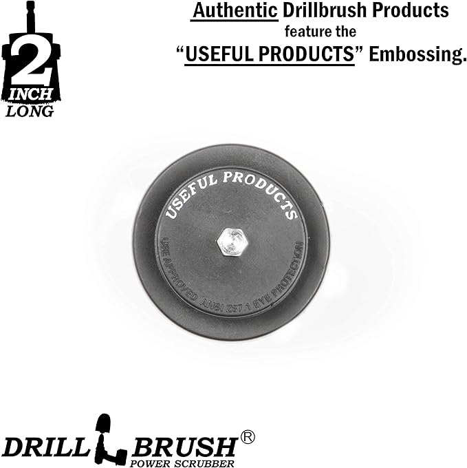 2in Long Black Ultra Stiff BBQ Grill Brush - Nylon Bristle Electric Spin Scrubber Drill Set - Spin Brush Rust Remover - BBQ Accessories - Essential Cleaning Supplies for Safe & Efficient Scrubbing