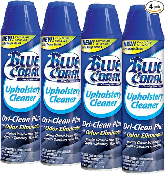 Blue Coral DC22 Upholstery Cleaner Dri-Clean Plus with Odor Eliminator, 22.8 oz. Aerosol, Pack of 4