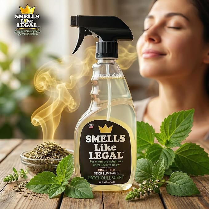Smells Like Legal™ Patchouli Odor Eliminator Spray – Powerful Commercial-Grade – Eliminates Smoke, Pet & Food Odors at source – Fabric-Safe, Non-Staining – Biodegradable Air & Fabric Freshener – 16 oz | Commercial-Grade, Eliminates Smoke, Pet & Food Od...