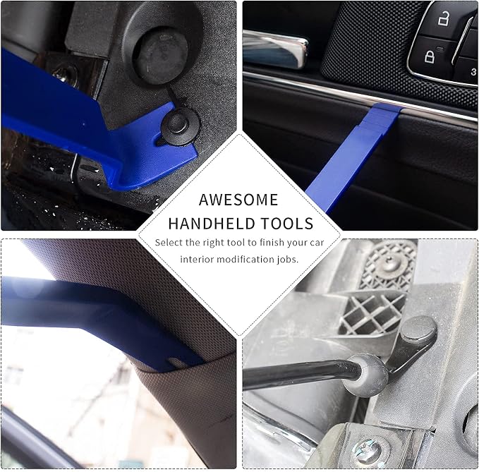 Auto Trim Removal Tools Kit, Wetado 15Pcs Car Panel Removal Tool Interior Trim Kit Fastener Rivet Remover Plastic Pry Tool Set - Metal Removal of Car Molding, Dashboards, Wheel Hubs