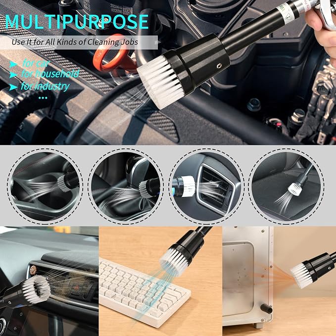 GOCCIDA High Pressure Tornado Dry Car Cleaning Gun Detailing Air Tool | Air Blow Gun for Car Detailing Car Duster High Pressure Interior Cleaner Car Interior Detailing Kit with Brush Nozzle