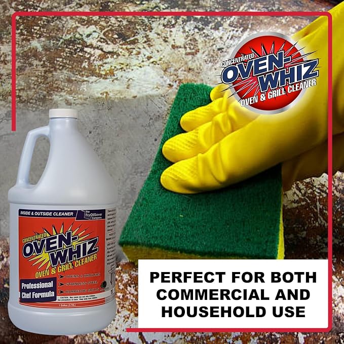 4 x 1 Gallon (512 Oz.) Oven-Whiz Oven & Grill Cleaner by FryOilSaver Co., Tough Stain Buildup, Grease & Food Burnt Eliminator for BBQ Grill, Ovens, Stainless Steel for Home Kitchen, Restaurant & Diner