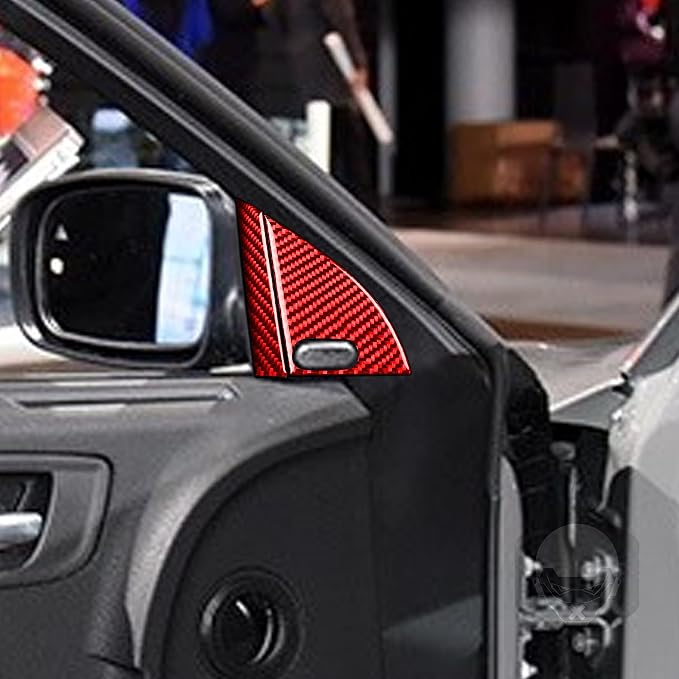 Door Speaker Trim Decals Fit for Dodge Charger/Chrysler 300 2011-2023 | Real Carbon Fiber | Accessories | Trim Door Speaker Surround Cover | Anti-scratch | Self-adhesive | Red