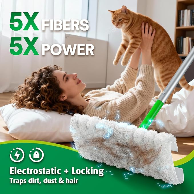 AIR U+ Heavy Duty Dry Sweeping Cloths 60ct Refills for Swiffer Thick | Fluffy microfiber disposable mop pads, hardwood tile vinyl floor, traps dust pet hair, deep groove cleaning Unscented