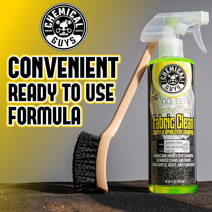 Chemical Guys, Citrus Fabric & Carpet Cleaner Spray with Brush Kit, 16 oz | With heavy duty nifty interior brush, citrus scent kit, fabric spray and interior brush combo kit, ready for immediate use