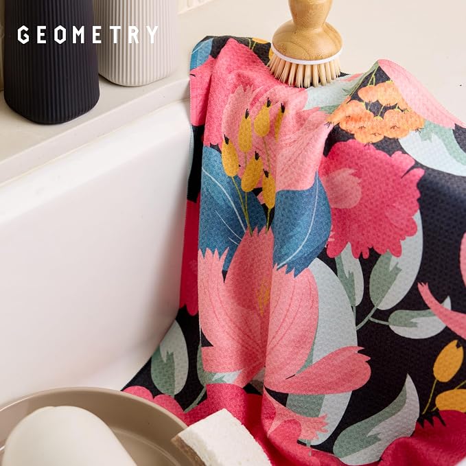 GEOMETRY Kitchen Tea Towels - Quick Dry Microfiber Dish Towels for Kitchen My Garden, 18" x 30" 1 Pack