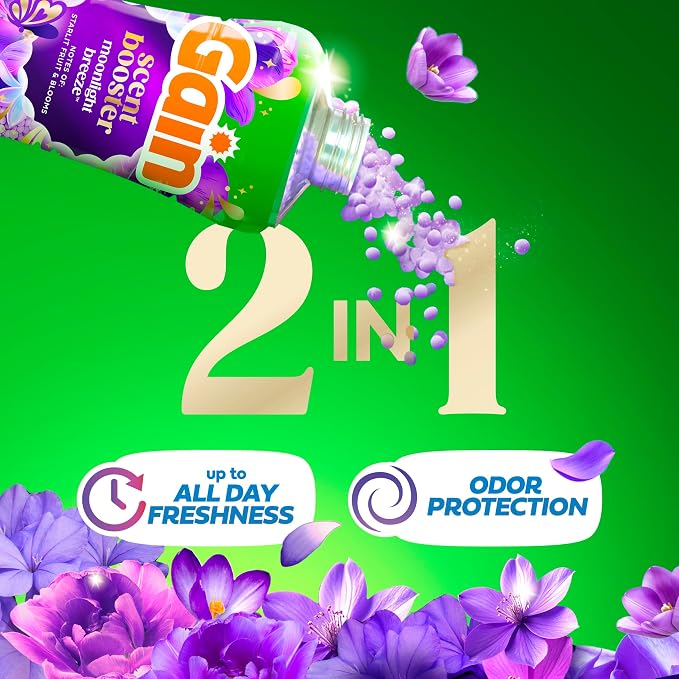 Gain In-Wash Laundry Scent Booster Beads Long-Lasting Fresh Scent Beads All Day Freshness and Odor Protection, Moonlight Breeze Scent, 12.2 oz (Packaging May Vary)