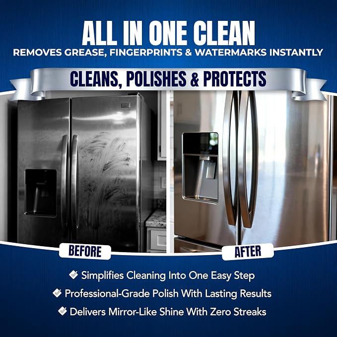 Sheila Shine 32oz Stainless Steel Cleaner and Polish - Cleans, Polishes & Protects Kitchen Appliances, Refrigerators, Sinks, Ovens & Grills - Leaves Streak Free Shine - Stainless Steel Spray Cleaner