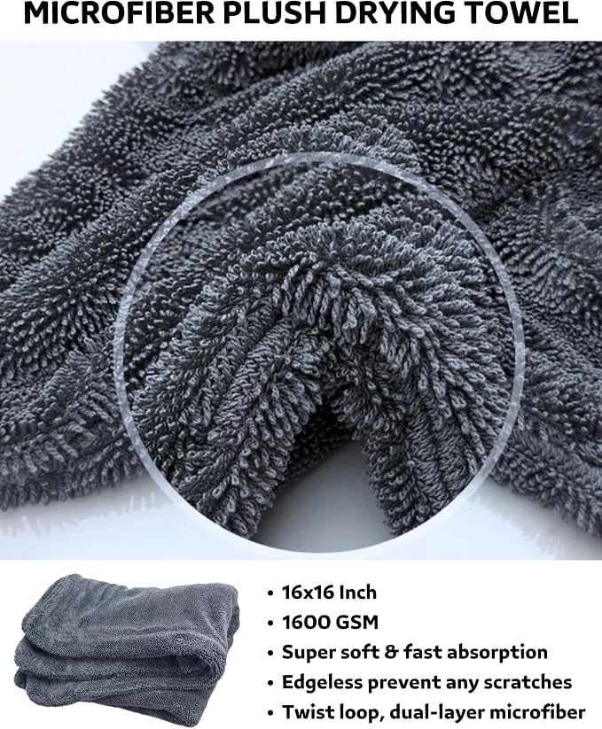 oesee 7PCS Car Wheel Rims Detail Cleaning PRO Wash Kit, Wheel Wash Mitt, Tire Brush, 2PCS Soft Wheels Brush, Detailing Brush, and Tire Dressing Pads, Microfiber Dry Towel Scratch-Free Cleaning