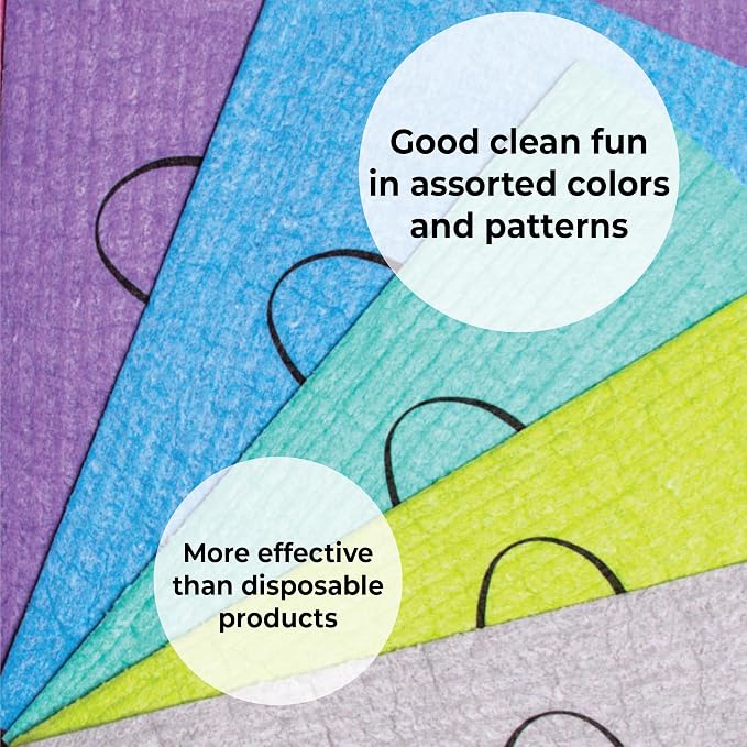 Skoy Cloth, 8-Pack Versatile Swedish Dishcloths for Kitchen and Household Use, Reusable Cleaning Cloths, Planet-Friendly, Dishwasher and Dryer-Safe, Apple Green