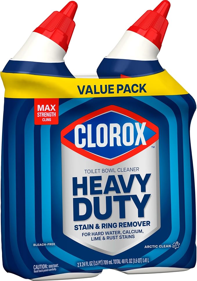Clorox Toilet Bowl Cleaner Heavy-Duty Gel, Arctic Clean, Bleach-Free Stain Remover, Kills 99.9% of Germs, 24 oz, Pack of 2