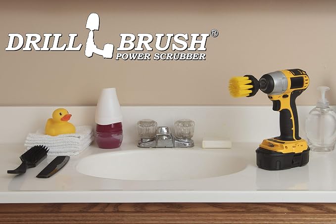 Scrub Brush for Shower - Cleaning Supplies - Scrubbing Bathroom Accessories - Shower Cleaner Brush - Bathtub Scrubber - Sink Cleaner Brush - Tile Grout Cleaner - Shower Door Brush - Glass Door Brush