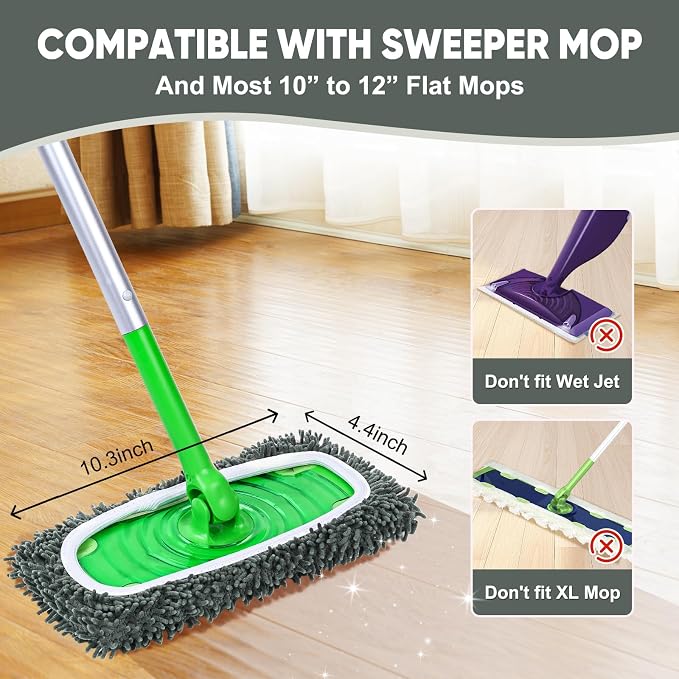 6-Pack Reusable Microfiber Mop Pads Compatible with Swiffer Sweeper, Dry & Wet Sweeping Cloths - Washable Wet Pads Refill for Multi-Surface/Hardwood Floor Cleaning -Grey