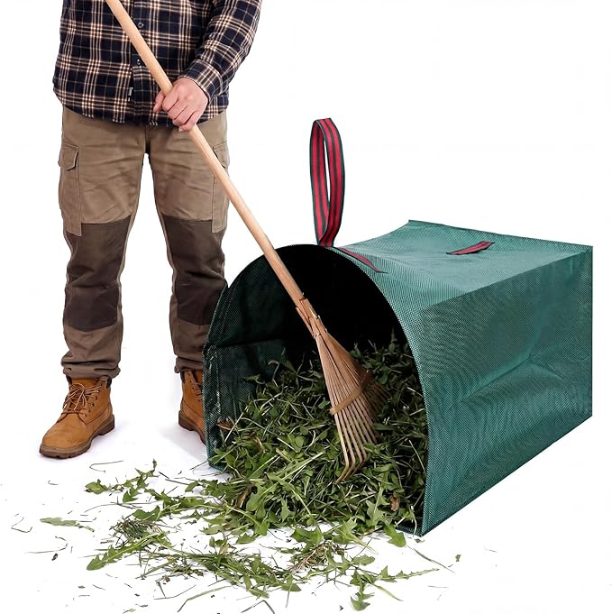 Dntorx 1 Pack 53 Gallon Reusable Yard Waste Bag, Leaf Bags With Handles | Dustpan-Style Opening, Heavy-Duty Pp, Standable And Foldable, For Leaves, Grass, And Yard Debris