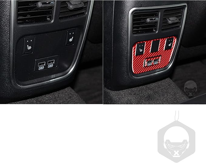 Trim USB Port Panel Fit for Dodge Charger/Chrysler 300 2011-2023 | Real Carbon Fiber | Accessories | Trim USB Port Panel Trim Stickers | Anti-scratch | Self-adhesive | Red