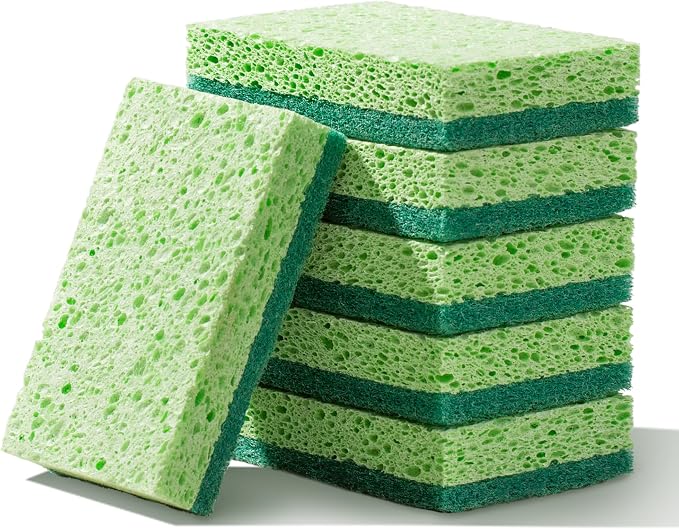 JOYMOOP Clean Sponges,Dual-Sided Non-Scratch Soft Scrub Dish Sponge, Safe for Non-Stick Cookware, Kitchen and Household Cleaning, Pack of 6 Scrubbing Sponges