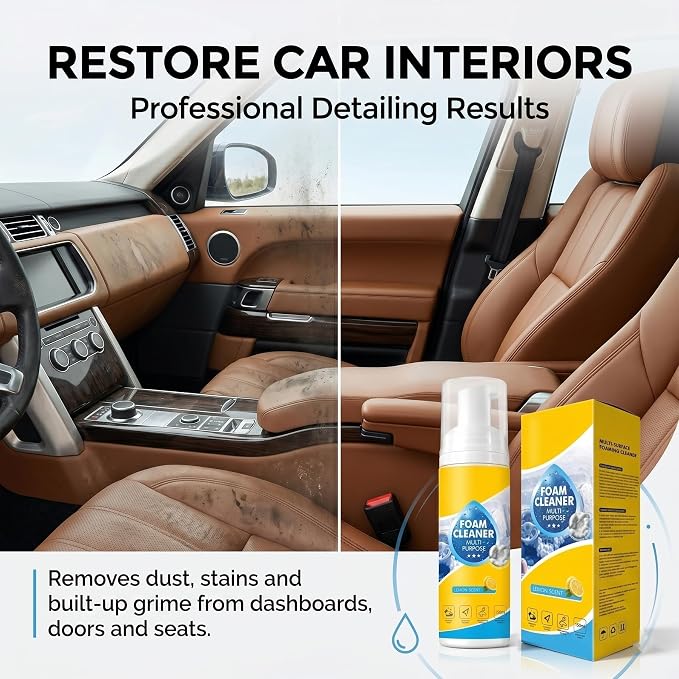 Foam Cleaner, 4-in-1 Multi-Enzyme Foam Cleaners, New Foam No-Rinse Cleaner,Multifunctional Foam-Cleaner Deep Cleaning Spray for Car Interior Leather Car Seat Cleaner, Kitchen Grease, Sofa Upholstery