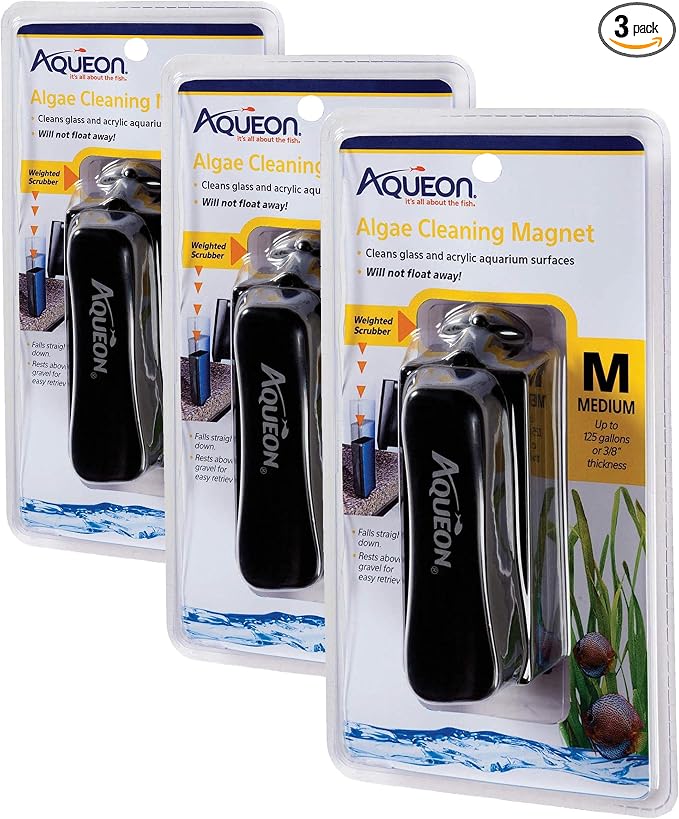 Aqueon Aquarium Algae Scraper, Fish Tank Cleaning Magnets for Glass/Acrylic, Medium (Pack of 3)