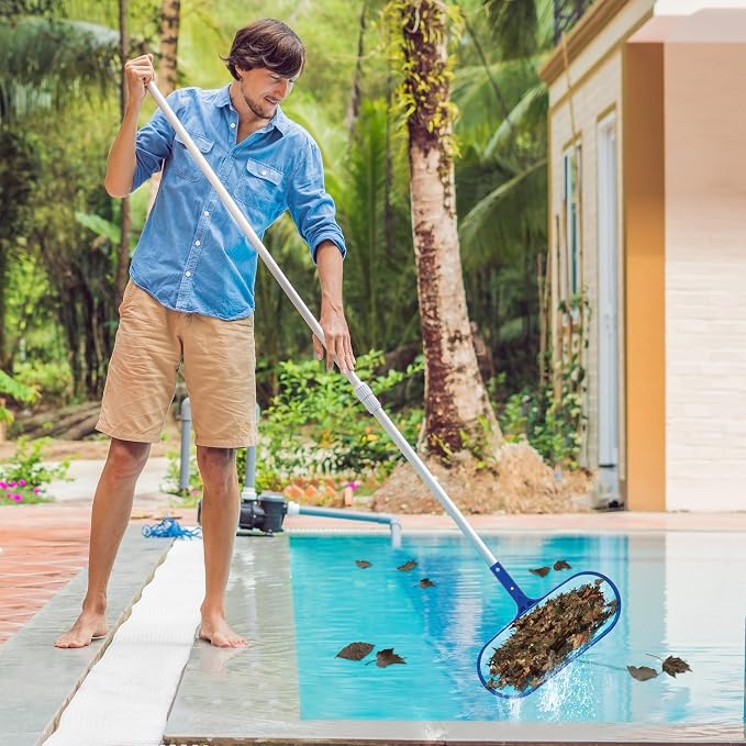 Sunnyglade Swimming Pool Cleaner Supplies/Professional Heavy Duty Pool Leaf Rake Fine Mesh Frame Net/Cleaning Leaf Skim Net (15.5x11in)