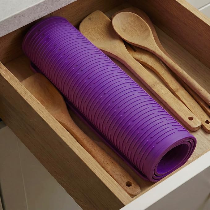 MicoYang Silicone Dish Drying Mat for Multiple Usage,Easy clean,Eco-friendly,Heat-resistant Silicone Mat for Kitchen Counter or Sink,Refrigerator or Drawer Liner Purple 5XL 36inches x 18inches