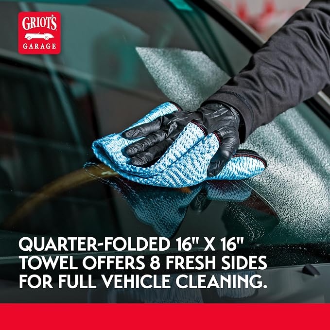 Griot's Garage PFM Crinkle Glass Towels for Car Detailing, Streak-Free Cleaning for Windows, Windshield, Mirrors, and More, 16" x 16", 55583, Set of 3