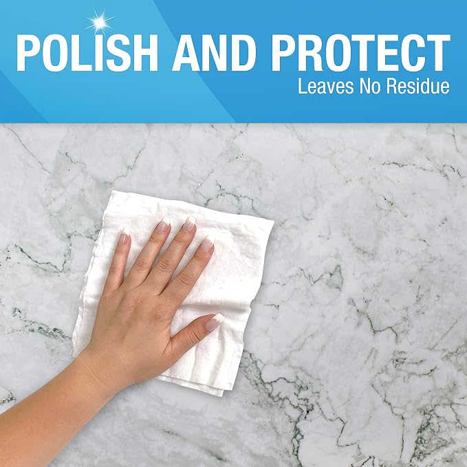 MiracleWipes for Granite & Stone, Clean, Protect, Polish Stone, Marble, Quartz, Slate, Tile, Laminate Surfaces in Kitchen and Bathroom - 60 Count