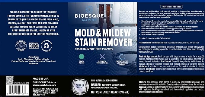 Bioesque Marine Mold & Mildew Stain Remover, 32 Fluid Ounce (Pack of 1)