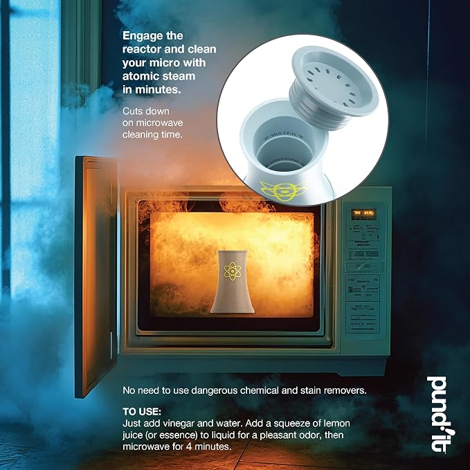 Pund'it Micro Nuke, Microwave Steam Cleaner and Deodorizer For Inside | Nuke Your Microwave Clean In 7 Minutes | Easy To Use Steam Cleaner For Inside of The Microwave | Fun Nuclear Reactor Design