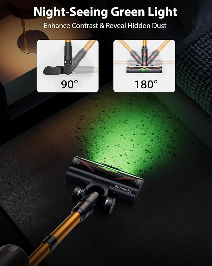 Cordless Vacuum Cleaner, 75Mins/55KPa/650W, Rechargeable | Anti-Static&Anti-Tangle Brush, Extra Replacement Washable HEPA Filter, for Hard Floor, Carpet, Pet Hair, Freestanding