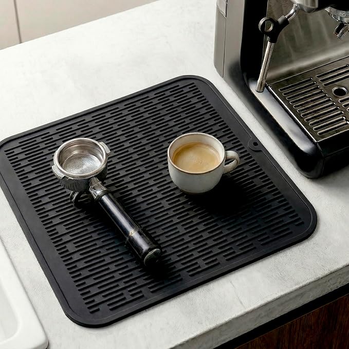 MicoYang Silicone Dish Drying Mat for Multiple Usage,Easy clean,Eco-friendly,Heat-resistant Silicone Mat for Kitchen Counter or Sink,Refrigerator or Drawer Liner Coffee XL 18 inches x 16 inches