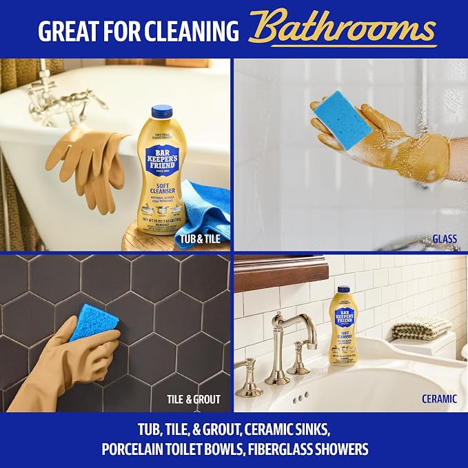 Bar Keepers Friend Soft Cleanser Liquid, 13 oz x 2, Multipurpose Surface Cleaner, Soap Scum & Grease from Stainless Steel & More