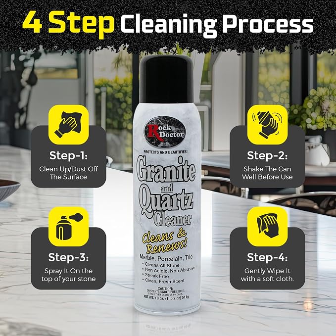 Rock Doctor Granite Cleaner, Cleans& Renews Surfaces, Granite/Marble Countertop Cleaner, Cleaning Spray for Vanity, Table Top, Kitchen Counters, Stone Surfaces 18 Fl Oz Pack of 2