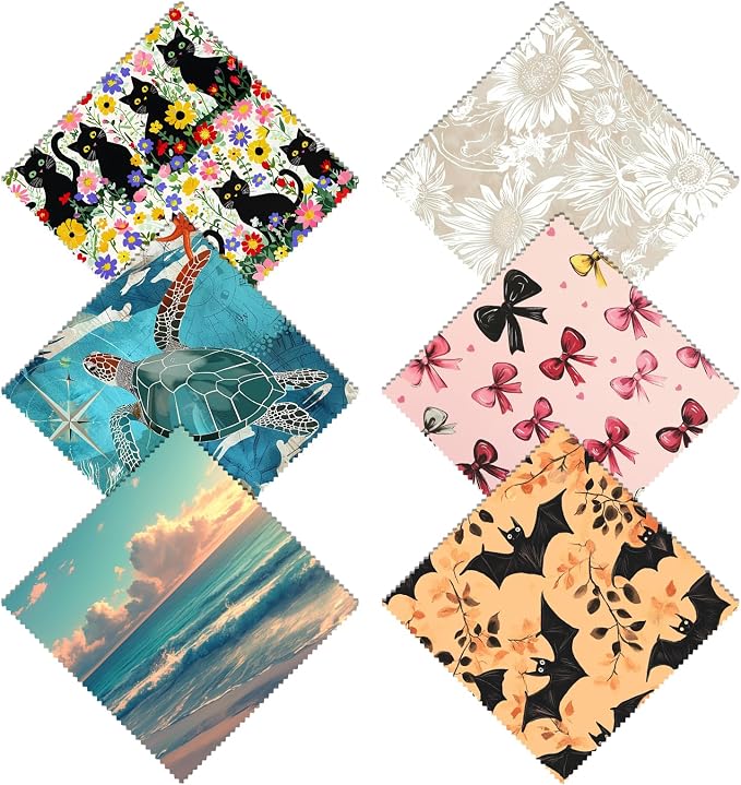 6 PCS Glasses Cleaning Cloth Eyeglass Lens Cleaning Cloth Eyeglasses Wipes Microfiber Reusable Soft for Phone Screens Camera Unisex Women Girls Cute Aesthetic (6.3"x6.3")-Beach Sea Turtle