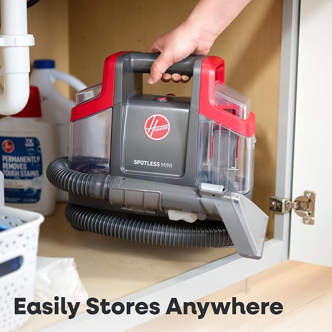 Hoover Spotless Mini Portable Spot Cleaner FH12300, Carpet and Upholstery Cleaner for Stairs, Furniture, Pet Messes and Cars, Compact Design, Easy Fill Tank, Self-Cleaning Hose, Lightweight