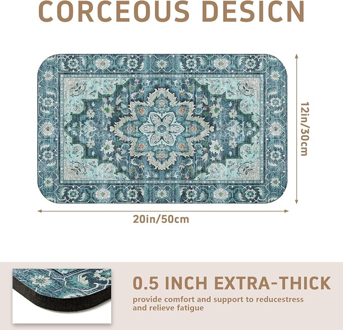 Dish Drying Mat, Vintage Rustic Boho Kitchen Dishes Absorbent Pad, 12x20in | Eco-friendly diatomite with non-slip rubber backing. Super absorbent mat for kitchen counters, coffee bars & sinks