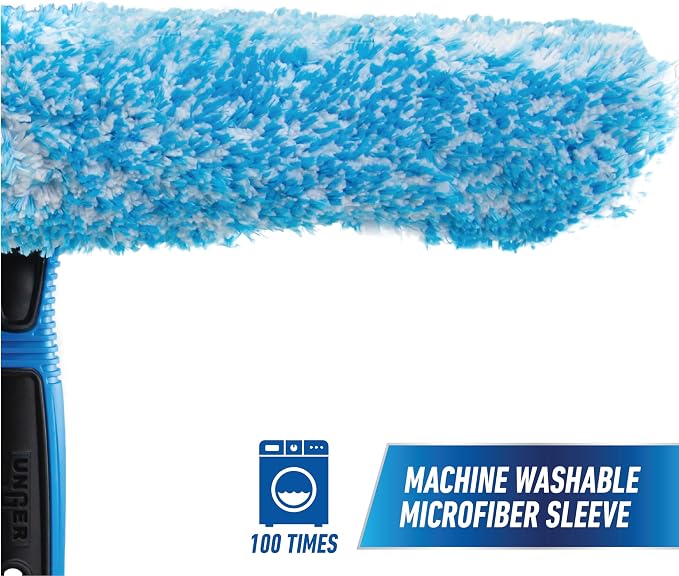 Unger Professional Connect and Clean 14" Window Scrubber Washer for Glass Cleaning, Commercial and Residential Washing, Multipurpose Tool, Gentle on Windows, Reusable Microfiber Sleeve