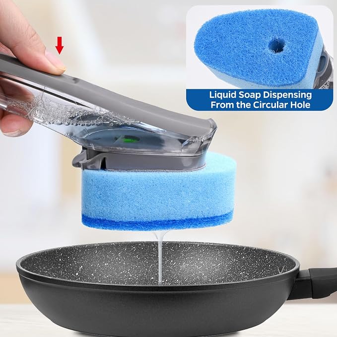 Sponge Dishwand Brush Refills for Scotch-Brite Dishwand, 20 Pack（Blue） | Non-Scratch Brush Refill, 3X Scrubbing Power