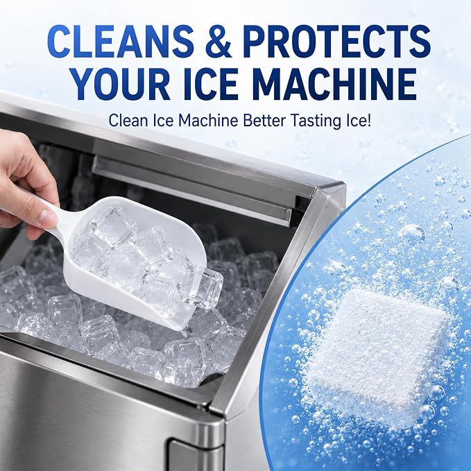 Ice Machine Cleaner Tablets Descaler, 24 Count Nickel Safe Ice Maker Cleaner Tablets, Compatible with Countertop, Nugget, Opal, Kitchenaid, GE Profile, Food-Grade Formula, Effective Descaling