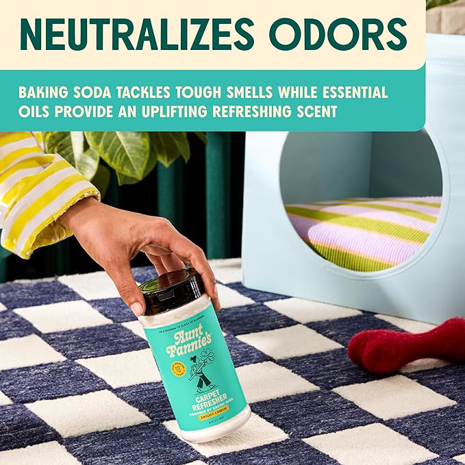 Aunt Fannie's Carpet Refresher Deodorizer, Bright Lemon, 16 oz, Pack of 6 | Neutralizes Dog and Cat Odors, Freshens High-Traffic Areas, Safe for Rugs Carpets & Upholstery, Natural Ingredients