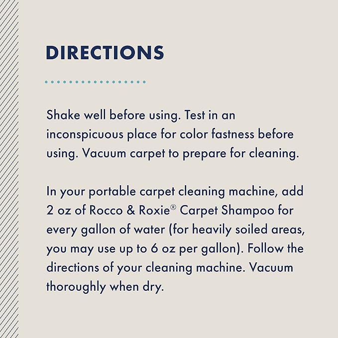 Rocco & Roxie Carpet Cleaner Solution for Pets - Pet Stain Remover, Use In Any Carpet Shampooer Machine - Deep Cleaning For Everyday Dog Odor On Couch, Upholstery, and Rugs
