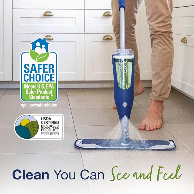 Bona Multi-Surface Floor Premium Spray Mop - Includes Multi-Surface Floor Cleaner Concentrate and Machine Washable Microfiber Cleaning Pad - For Stone, Tile, Laminate and Vinyl LVT/LVP Floors