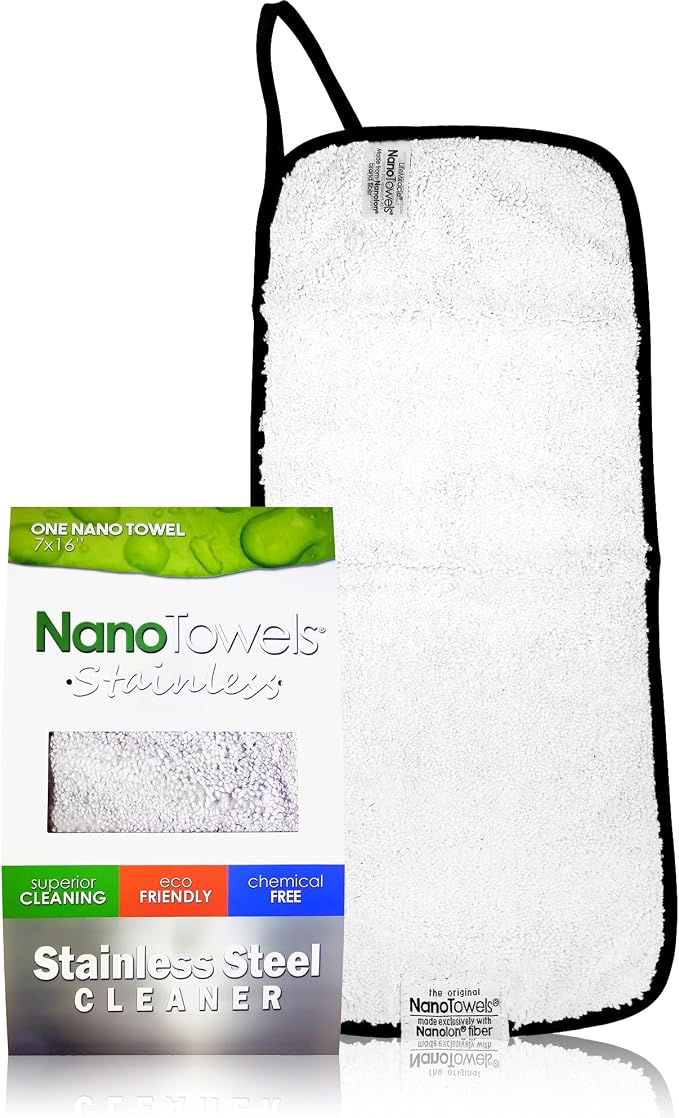 Nano Towels Stainless Steel Cleaner 3-Pack | The Amazing Chemical Free Stainless Steel Cleaning Reusable Wipe Cloth | Kid & Pet Safe | Grey 7x16 (3 Pack)