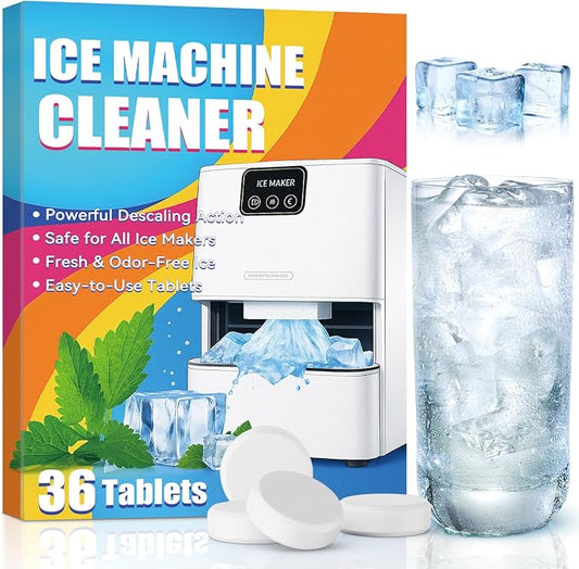 Ice Machine Cleaner, 36 Pack Ice Maker Cleaner for Crystal Clear Ice, Ice Machine Descaler Tablet for Most Countertop, Remove Hard Water and Mineral Buildup