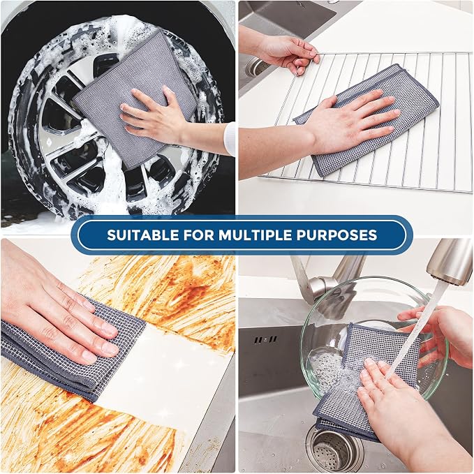 Forggon 10 Pcs New Upgrade 3-Layer Non Scratch Wire Dishcloth,Wire Dishwashing Rag, Non-Scratch Wire Dishwashing Rags for Wet and Dry, Kitchen Cleaning Dish Rags for Cookware,Sinks, Dishes, Stove