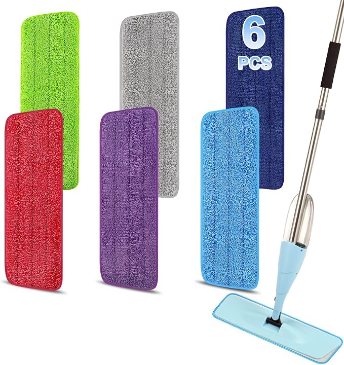 16.5 Inch Reusable Mop Pads Microfiber Spray Mop Replacement Heads for Wet/Dry Mops Compatible with Bona Floor Care System (6 Pack)