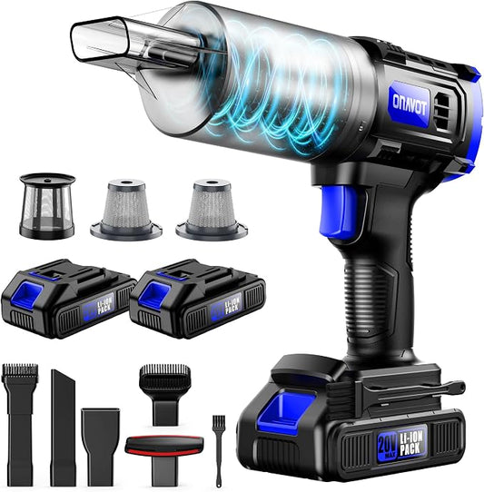Car Vacuum Cordless, 35000PA Strong Suction Handheld Vacuum with 2 Detachable Batteries, 60Min Runtime Portable Vacuum Cleaner for Car Detailing, Pet Hair, Home Couch & Office, 350ML XL Dust Cup