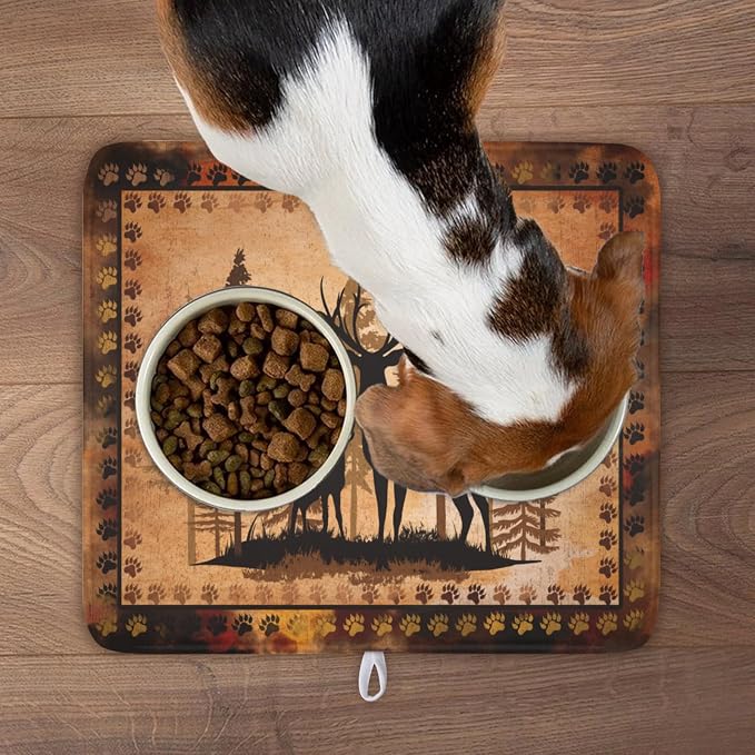 Giwawa Forest Deer Dish Drying Mat Wildlife Animal Dishes Pad 16"x18" Microfiber Absorbent Fast Dry Drainer Rack Mats for Kitchen Countertop Decor