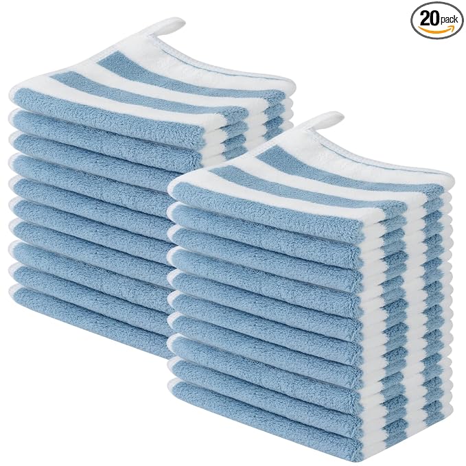 SINLAND Microfiber Facial Cloths Fast Drying Washcloth 12inch x 12inch Absorbent Face Wash Cloth Soft Makeup Remover Cloths