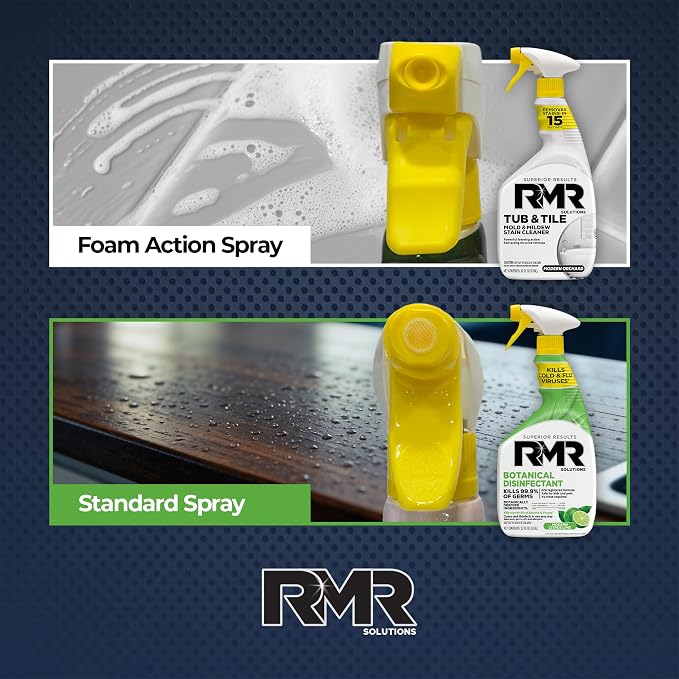 RMR Germ & Grime Guard Bundle – Tub & Tile Mold & Mildew Stain Remover + Botanical Disinfectant Cleaner, 2-Step Bathroom & Home Cleaning for Tile, Grout, Shower, Counters & More, 2–32 Oz Bottles