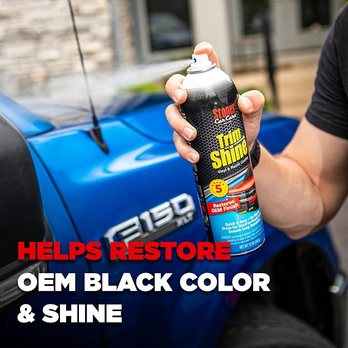 Stoner Car Care 91034-12PK Trim Shine – Black Trim and Plastic Restorer for Cars – Vinyl and Plastic Trim Protectant Coating for Interior and Exterior Use – Fast-Drying No Sling – 12 oz (Pack of 12)